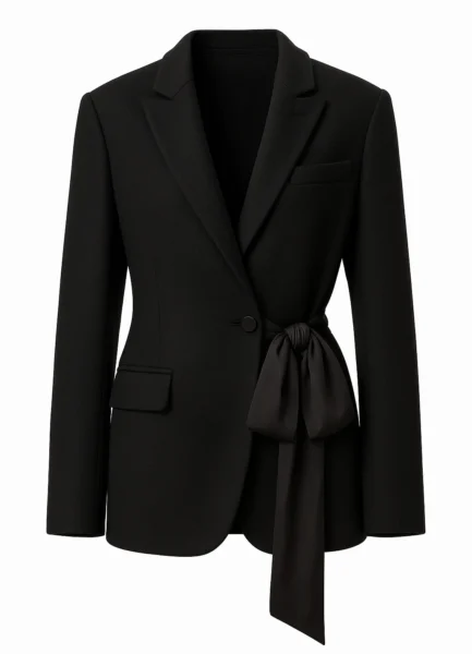 Blazer RBL008 Single-breasted, silk bow detail, tailored silhouette